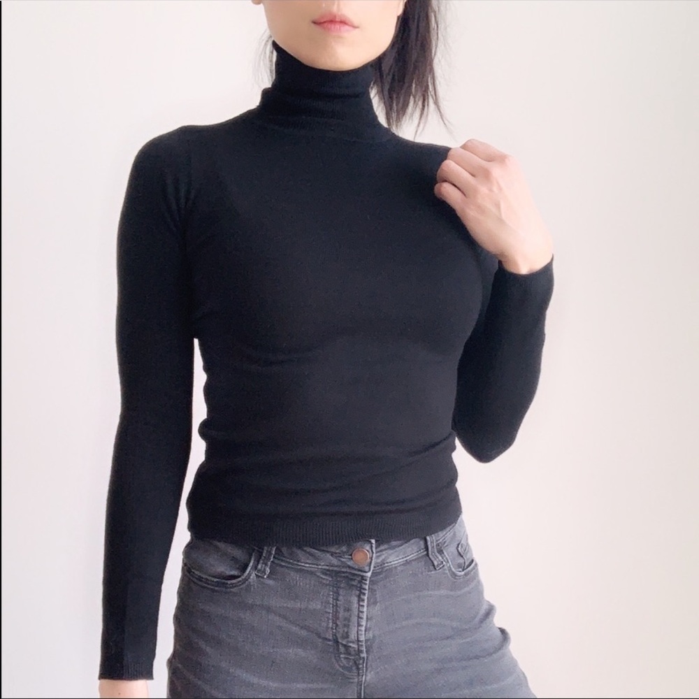 LYON SOFT HIGH NECK SLIM FIT TOP -  BLACK - Picture 2 of 10